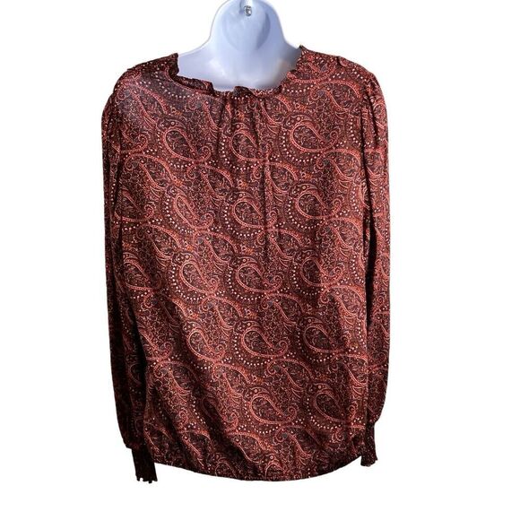 Evereve‎ Women's Adan Paisley Blouse Size L Boho Coquette Academia All Purpose - Picture 2 of 10
